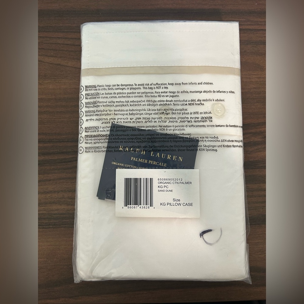 Ralph Lauren Organic Cotton Palmer Percale 2 King Pillowcases Sand Dune